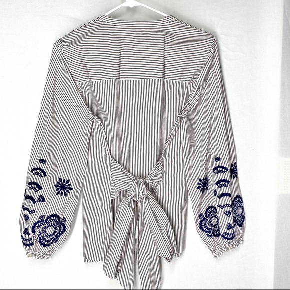 J. Crew Embroidered Tie Front Tunic Top Small - Picture 4 of 6